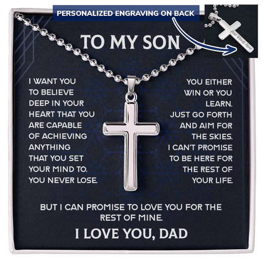 Cross Necklace Ball Chain for Son from Dad | Birthday Gifts for Son from Dad | To My Son Cross Necklace | Necklace Gift for Son from Dad