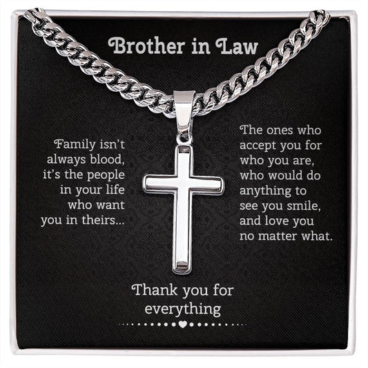 Brother in Law Gifts, Silver Cross Men Necklace, Christmas Gifts for a Brother In Law, Birthday Gift for Brother in Law